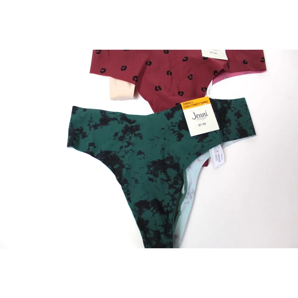 Lot Bundle of 3 Thong Panties Underwear Jenni Womens Small No Show Beige Green